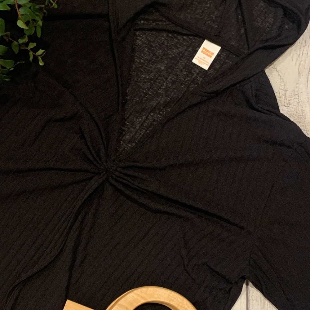 NWOT VTG black hooded coverup dress - Picture 2 of 5